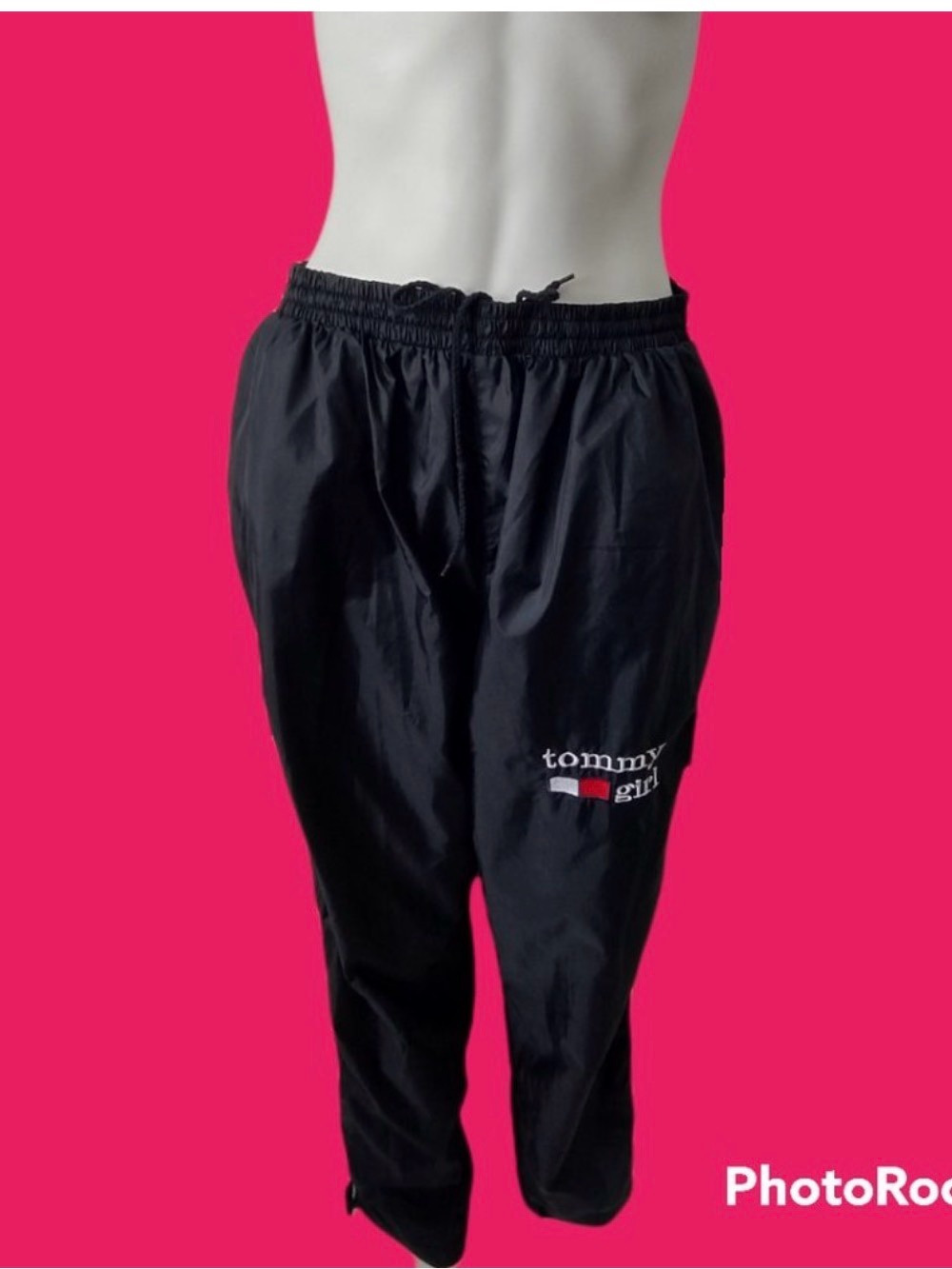 Vintage 90s Tommy Girl Pull On Cargo Windbreaker Nylon Track Bottoms